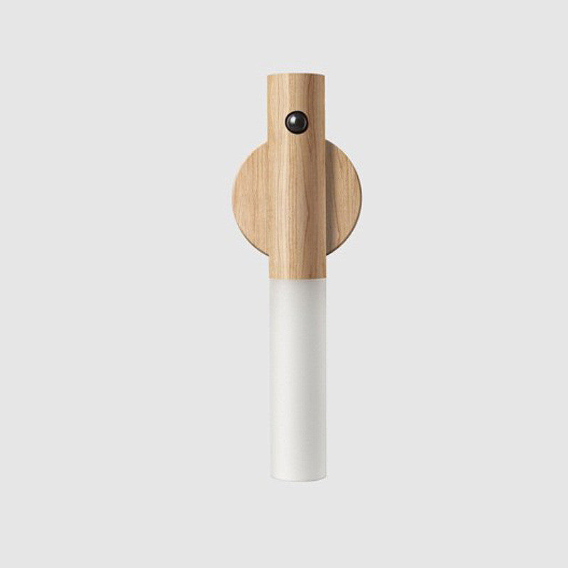 Magnetic Wooden LED Wall Light with Motion Sensor - USB Rechargeable Night Lamp