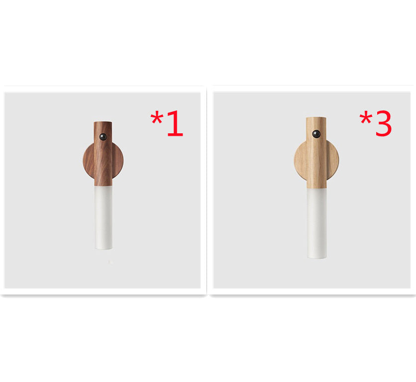 Magnetic Wooden LED Wall Light with Motion Sensor - USB Rechargeable Night Lamp